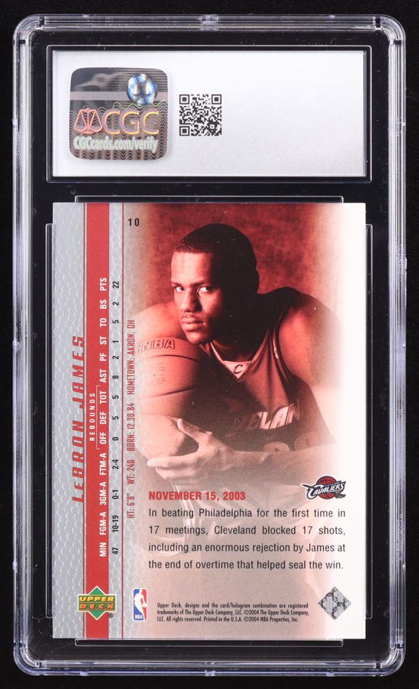 LeBron James 2003-04 Upper Deck Phenomenal Beginning LeBron James #10 RC (CGC 10) at PristineAuction.com LeBron James 2003-04 Upper Deck Phenomenal Beginning LeBron James #10 RC (CGC 10) at PristineAuction.com