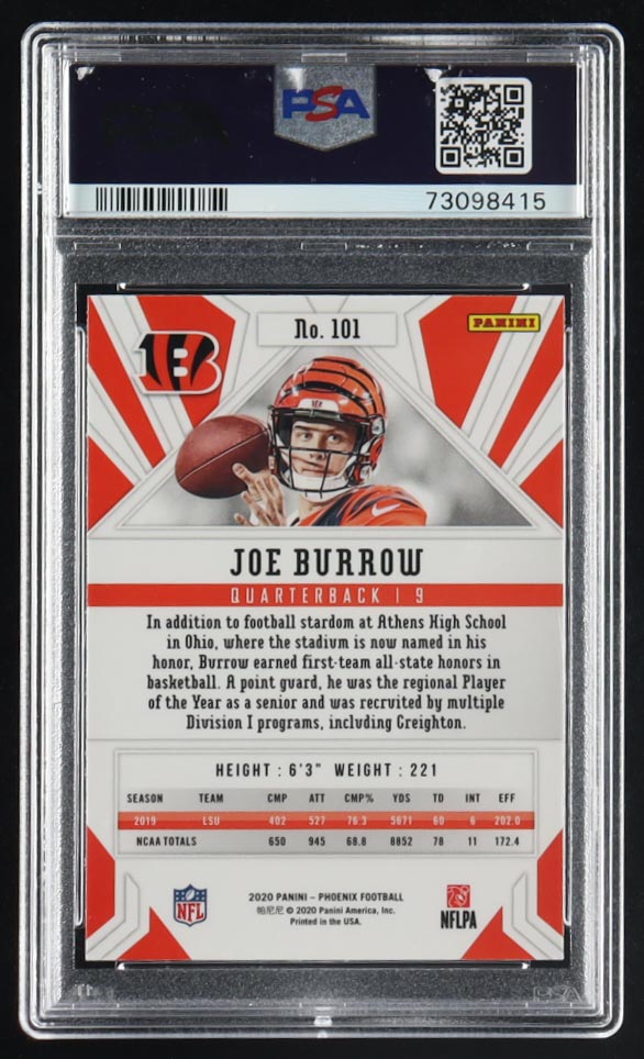 Joe Burrow 2020 Panini Phoenix Silver #101 RC (PSA 9) at PristineAuction.com Joe Burrow 2020 Panini Phoenix Silver #101 RC (PSA 9) at PristineAuction.com