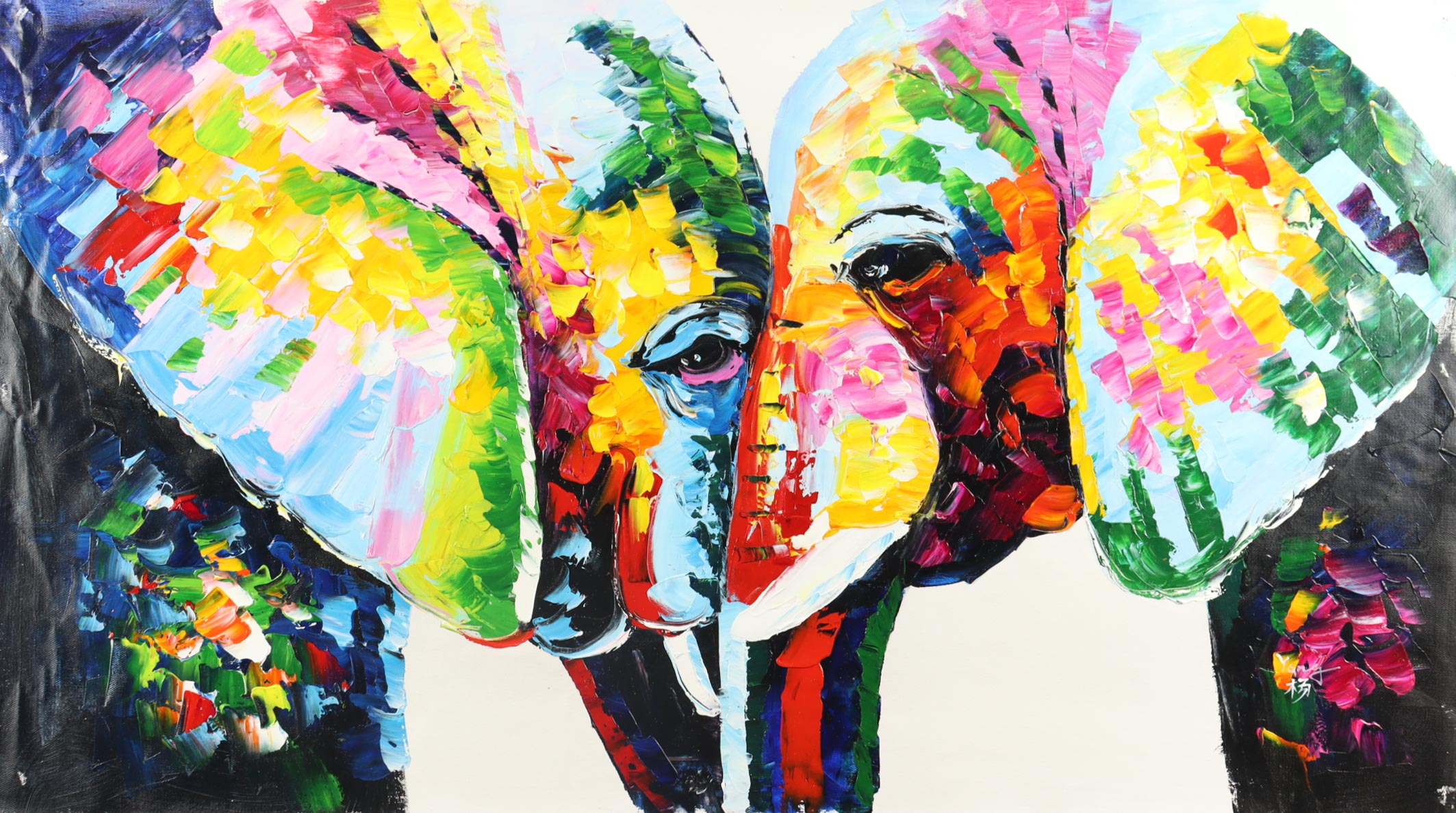 "Love" 25x45.5 Original Oil Painting on Linen by Rodney Weng (Weng) at PristineAuction.com "Love" 25x45.5 Original Oil Painting on Linen by Rodney Weng (Weng) at PristineAuction.com