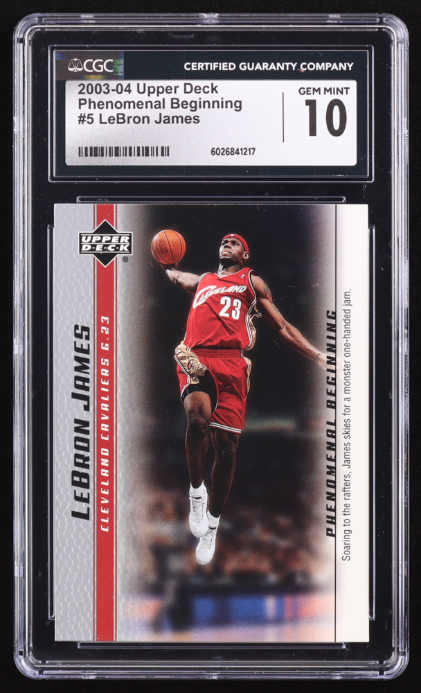 LeBron James 2003-04 Upper Deck Phenomenal Beginning LeBron James #5 RC (CGC 10) at PristineAuction.com LeBron James 2003-04 Upper Deck Phenomenal Beginning LeBron James #5 RC (CGC 10) at PristineAuction.com
