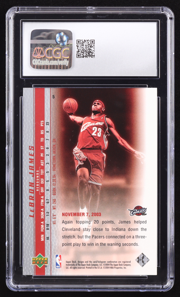 LeBron James 2003-04 Upper Deck Phenomenal Beginning LeBron James #5 RC (CGC 10) at PristineAuction.com LeBron James 2003-04 Upper Deck Phenomenal Beginning LeBron James #5 RC (CGC 10) at PristineAuction.com