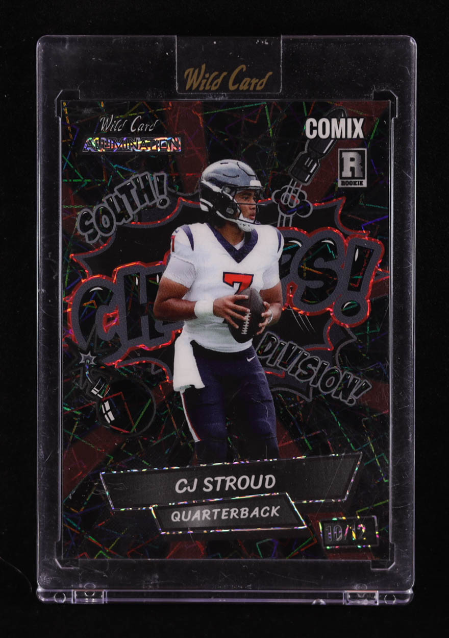 CJ Stroud 2023 Wild Card Alumination Comix Champs! Lazer Black #ACBCCS1 #10/12 RC at PristineAuction.com CJ Stroud 2023 Wild Card Alumination Comix Champs! Lazer Black #ACBCCS1 #10/12 RC at PristineAuction.com