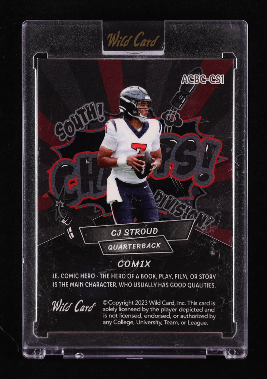 CJ Stroud 2023 Wild Card Alumination Comix Champs! Lazer Black #ACBCCS1 #10/12 RC at PristineAuction.com CJ Stroud 2023 Wild Card Alumination Comix Champs! Lazer Black #ACBCCS1 #10/12 RC at PristineAuction.com