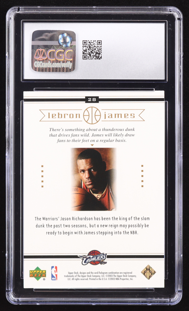 LeBron James 2003-04 Upper Deck LeBron James Box Set #28 RC (CGC 10) at PristineAuction.com LeBron James 2003-04 Upper Deck LeBron James Box Set #28 RC (CGC 10) at PristineAuction.com