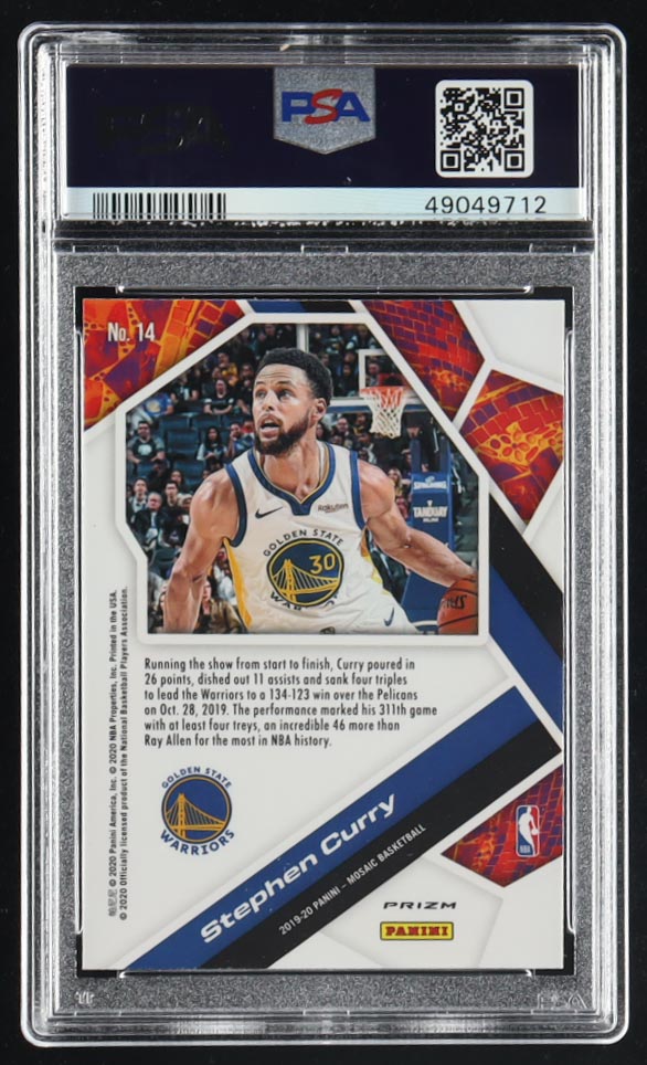 Stephen Curry 2019-20 Panini Mosaic Will to Win Mosaic Green #14 (PSA 10) at PristineAuction.com Stephen Curry 2019-20 Panini Mosaic Will to Win Mosaic Green #14 (PSA 10) at PristineAuction.com