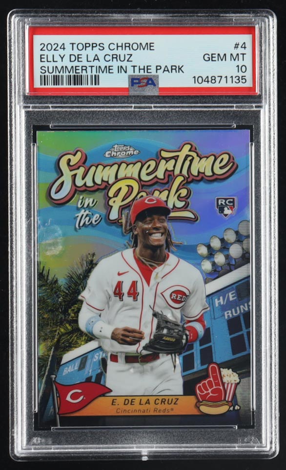 Elly De La Cruz 2024 Topps Chrome Summertime in the Park #SITP4 RC (PSA 10) at PristineAuction.com Elly De La Cruz 2024 Topps Chrome Summertime in the Park #SITP4 RC (PSA 10) at PristineAuction.com