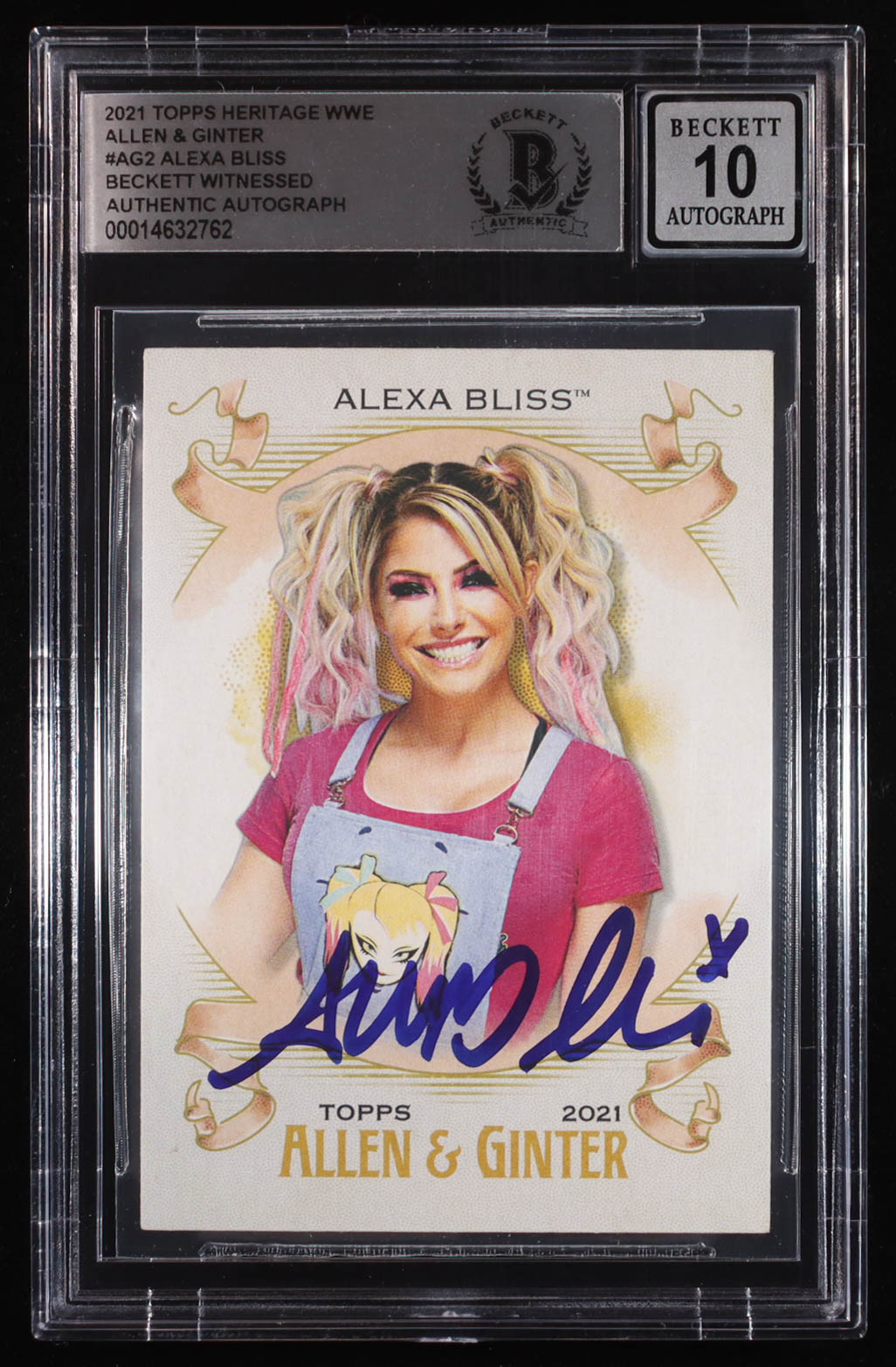 Alexa Bliss Signed 2021 Topps Heritage WWE Allen and Ginter #AG2 (BGS | Auto Grade BGS 10) at PristineAuction.com Alexa Bliss Signed 2021 Topps Heritage WWE Allen and Ginter #AG2 (BGS | Auto Grade BGS 10) at PristineAuction.com