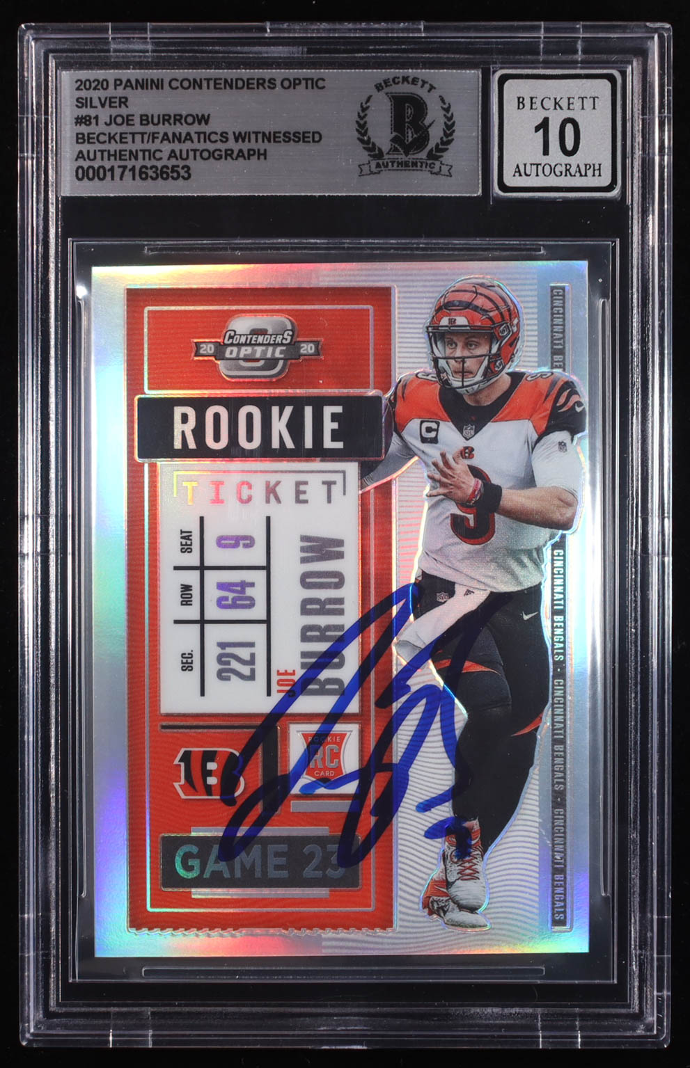 Joe Burrow Signed 2020 Panini Contenders Optic #81 RC (BGS | Auto Grade BGS 10) at PristineAuction.com Joe Burrow Signed 2020 Panini Contenders Optic #81 RC (BGS | Auto Grade BGS 10) at PristineAuction.com