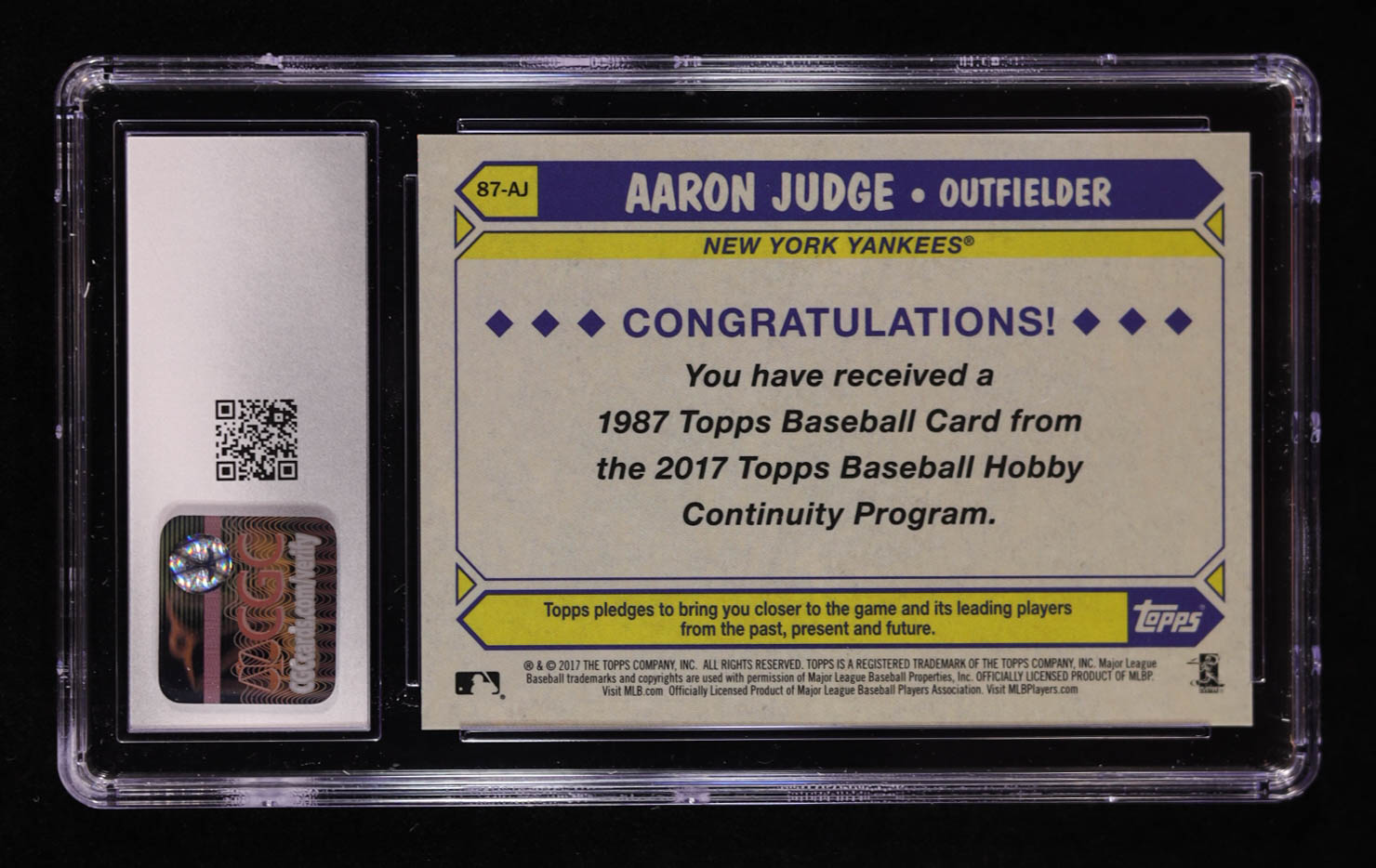 Aaron Judge 2017 Topps '87 Topps Silver Pack Chrome #87AJ RC (CGC 10) at PristineAuction.com Aaron Judge 2017 Topps '87 Topps Silver Pack Chrome #87AJ RC (CGC 10) at PristineAuction.com