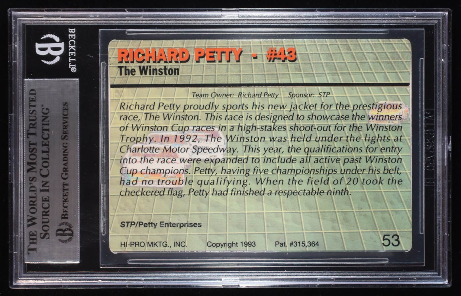Richard Petty Signed 1993 Action Packed #53 KR (BGS) at PristineAuction.com Richard Petty Signed 1993 Action Packed #53 KR (BGS) at PristineAuction.com