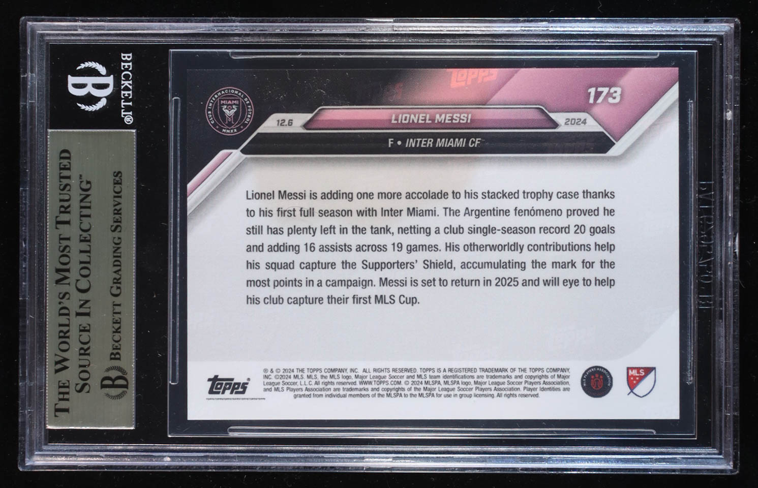 Lionel Messi 2024 Topps Now MLS #173 (BGS 10) at PristineAuction.com Lionel Messi 2024 Topps Now MLS #173 (BGS 10) at PristineAuction.com