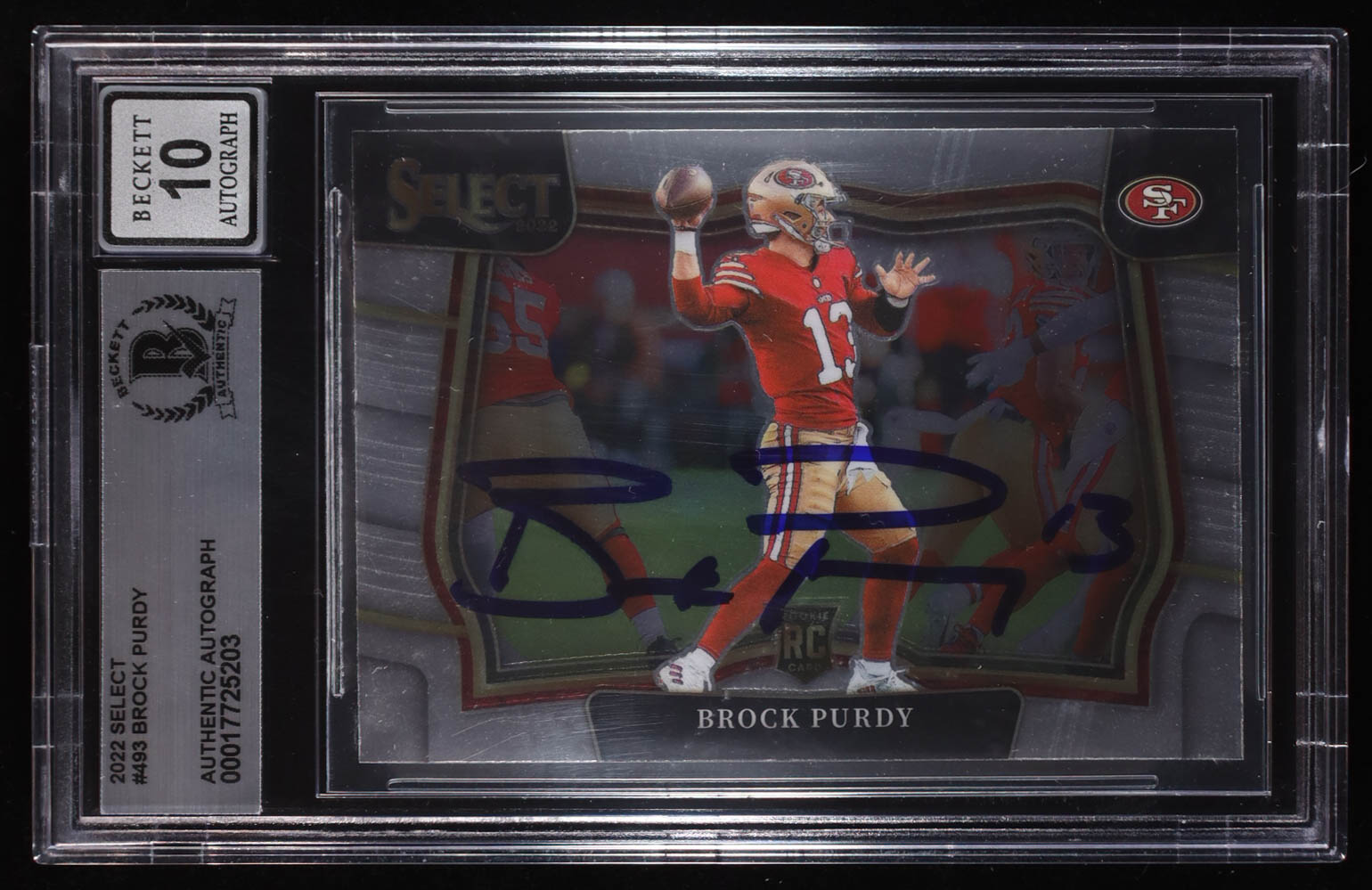 Brock Purdy Signed 2022 Select #493 RC (BGS | Auto Grade BGS 10) at PristineAuction.com Brock Purdy Signed 2022 Select #493 RC (BGS | Auto Grade BGS 10) at PristineAuction.com