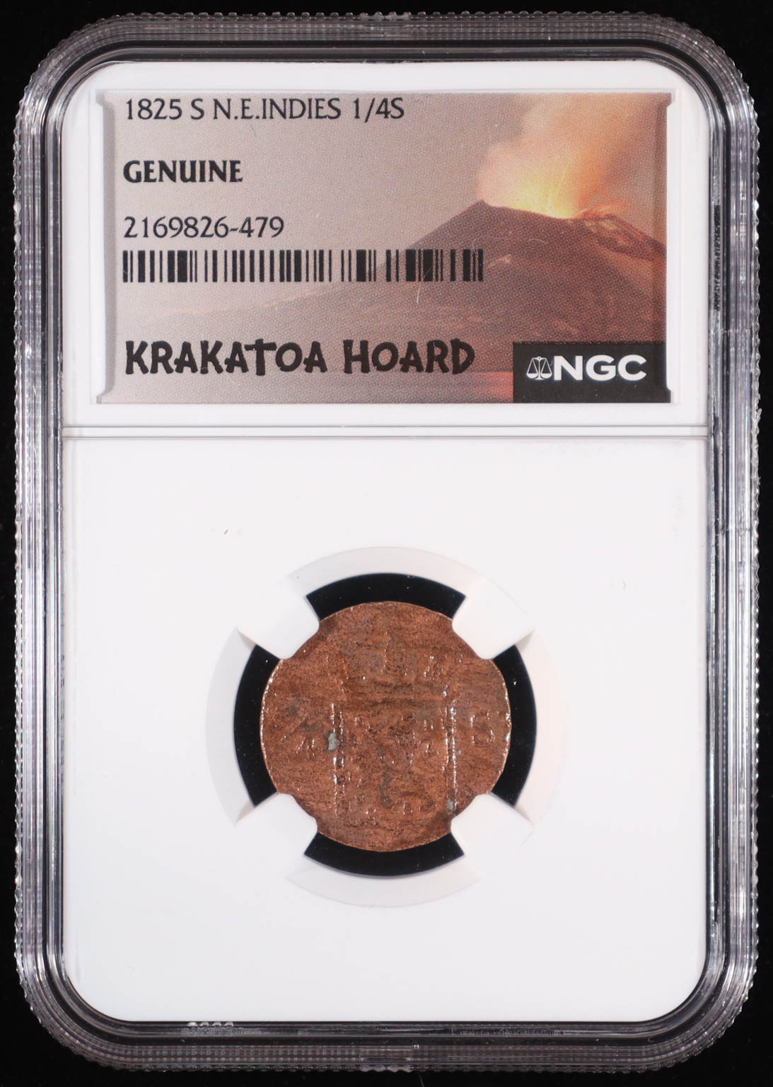 1825-S N.E. Indies 1/4 Shilling - Krakatoa Hoard (NGC Genuine) at PristineAuction.com 1825-S N.E. Indies 1/4 Shilling - Krakatoa Hoard (NGC Genuine) at PristineAuction.com
