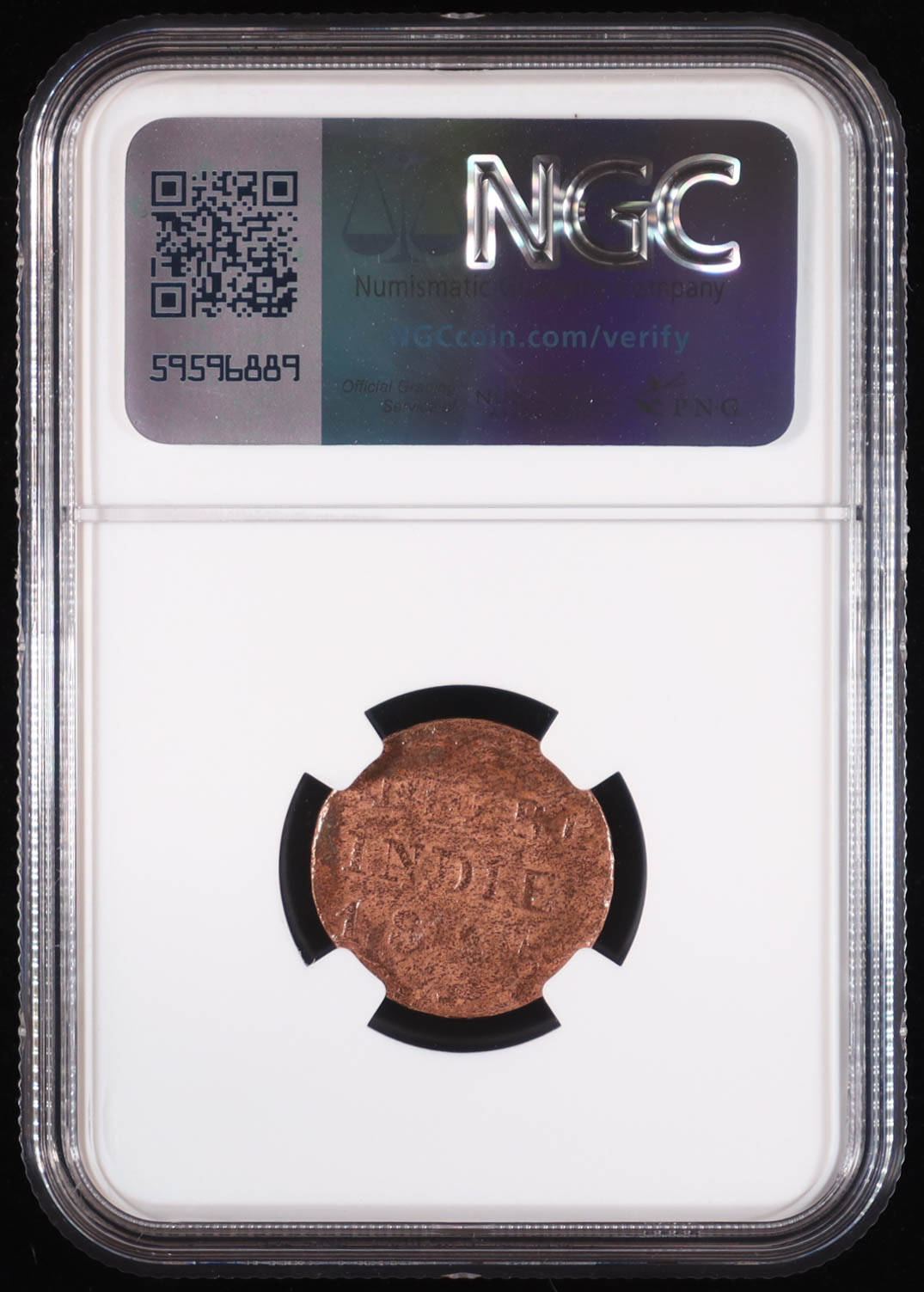 1825-S N.E. Indies 1/4 Shilling - Krakatoa Hoard (NGC Genuine) at PristineAuction.com 1825-S N.E. Indies 1/4 Shilling - Krakatoa Hoard (NGC Genuine) at PristineAuction.com