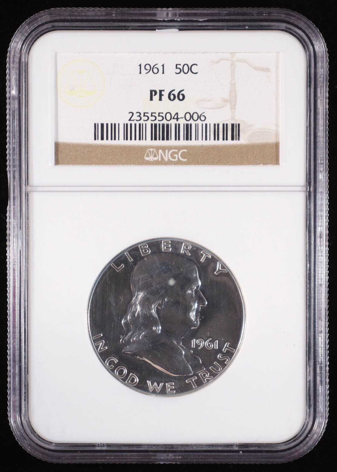 1961 Proof Franklin Silver Half Dollar (NGC PF66) at PristineAuction.com 1961 Proof Franklin Silver Half Dollar (NGC PF66) at PristineAuction.com