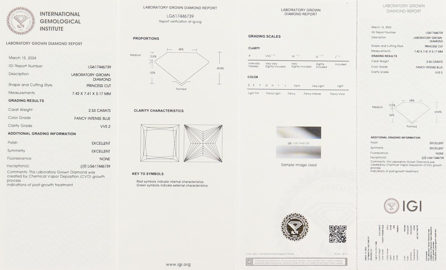 2.53 Carat Loose Lab Grown Fancy Intense Blue Diamond VVS2 | Estimated Retail Value: $5,500 (IGI & UGL) at PristineAuction.com 2.53 Carat Loose Lab Grown Fancy Intense Blue Diamond VVS2 | Estimated Retail Value: $5,500 (IGI & UGL) at PristineAuction.com