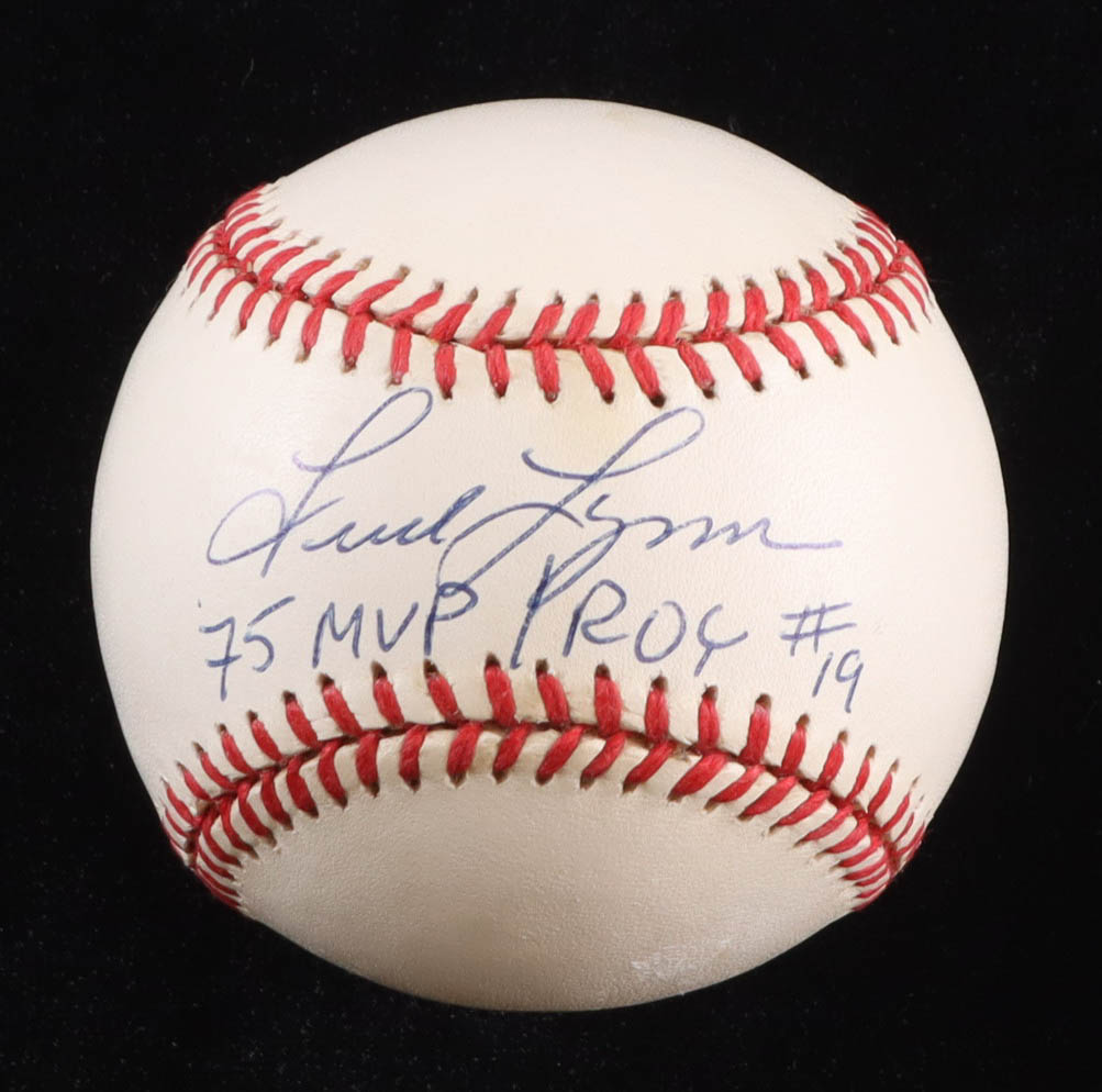 Fred Lynn Signed OAL Baseball Inscribed "75 MVP ROY" (Beckett) at PristineAuction.com Fred Lynn Signed OAL Baseball Inscribed "75 MVP ROY" (Beckett) at PristineAuction.com