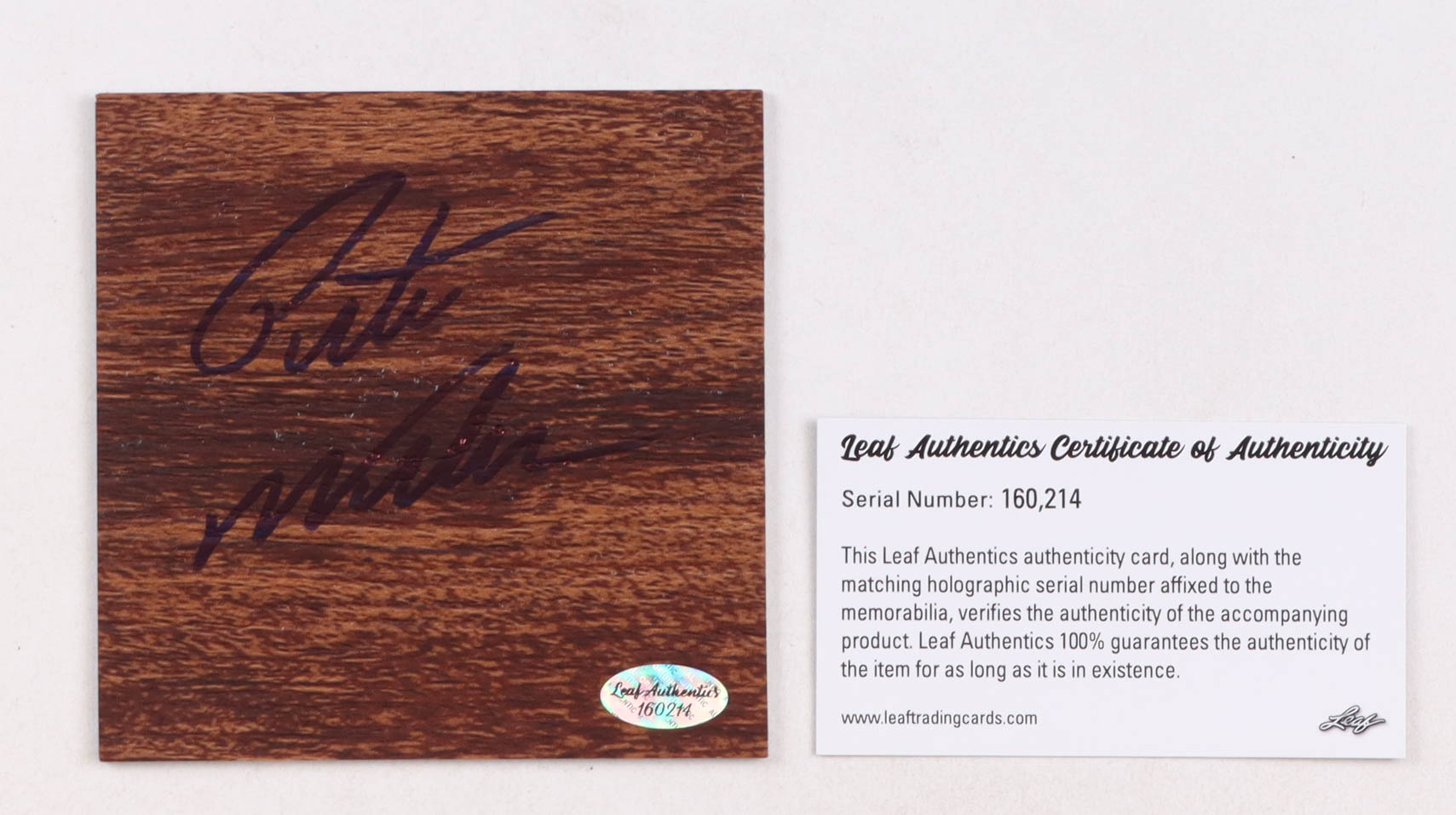 Pete Weber Signed 4x4 Wood Floor Piece (Leaf) at PristineAuction.com Pete Weber Signed 4x4 Wood Floor Piece (Leaf) at PristineAuction.com