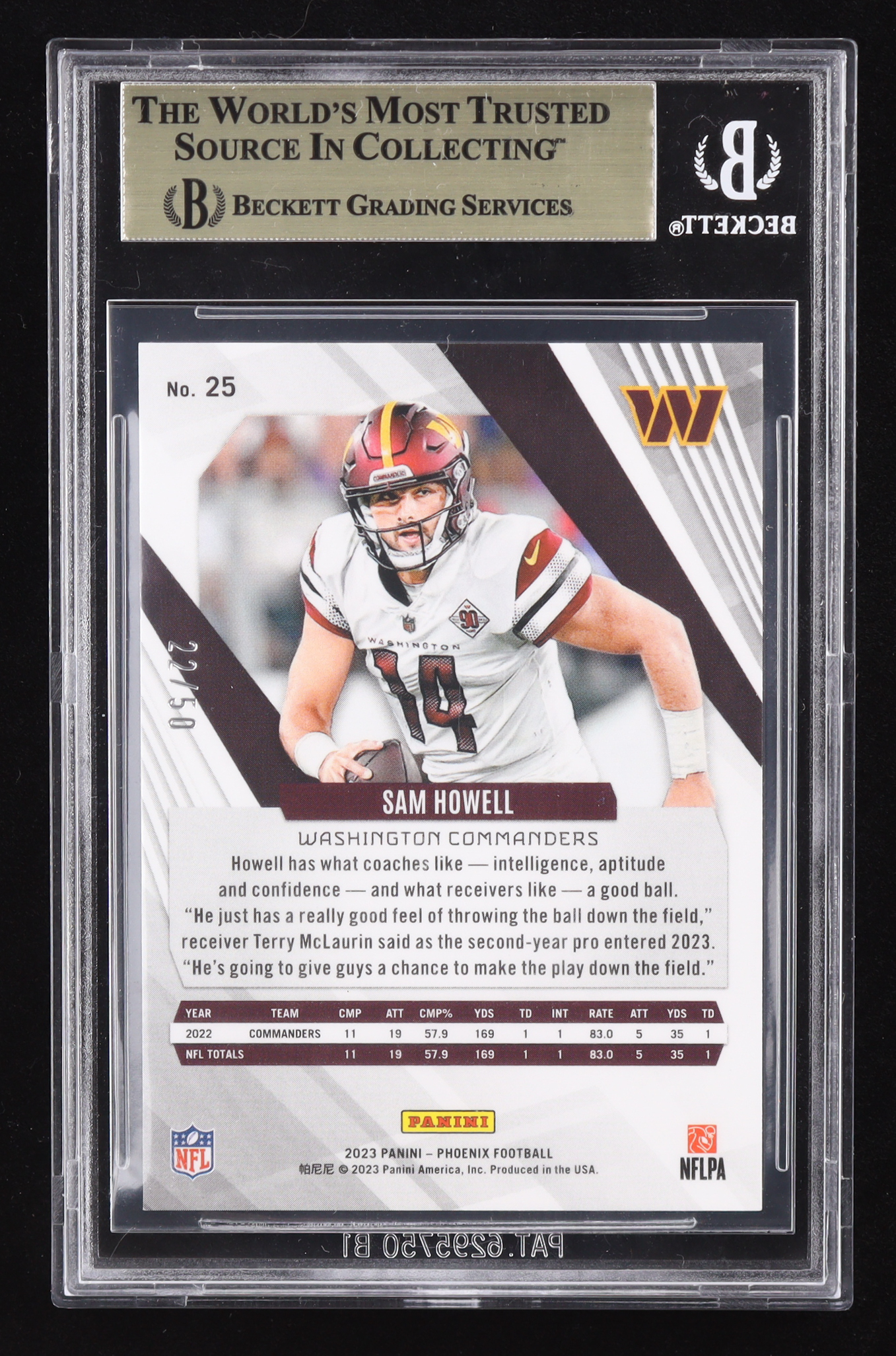 Sam Howell 2023 Panini Phoenix Fire & Ice Seismic #25 22/50 (BGS 9.5) at PristineAuction.com Sam Howell 2023 Panini Phoenix Fire & Ice Seismic #25 22/50 (BGS 9.5) at PristineAuction.com