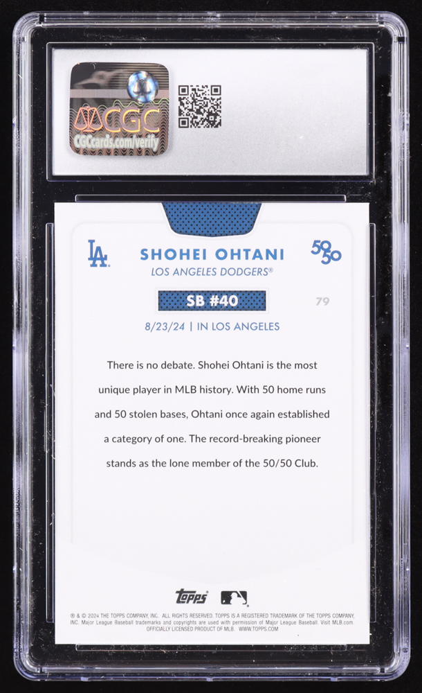 Shohei Ohtani 2024 Topps 50/50 #79 (CGC 10) at PristineAuction.com Shohei Ohtani 2024 Topps 50/50 #79 (CGC 10) at PristineAuction.com