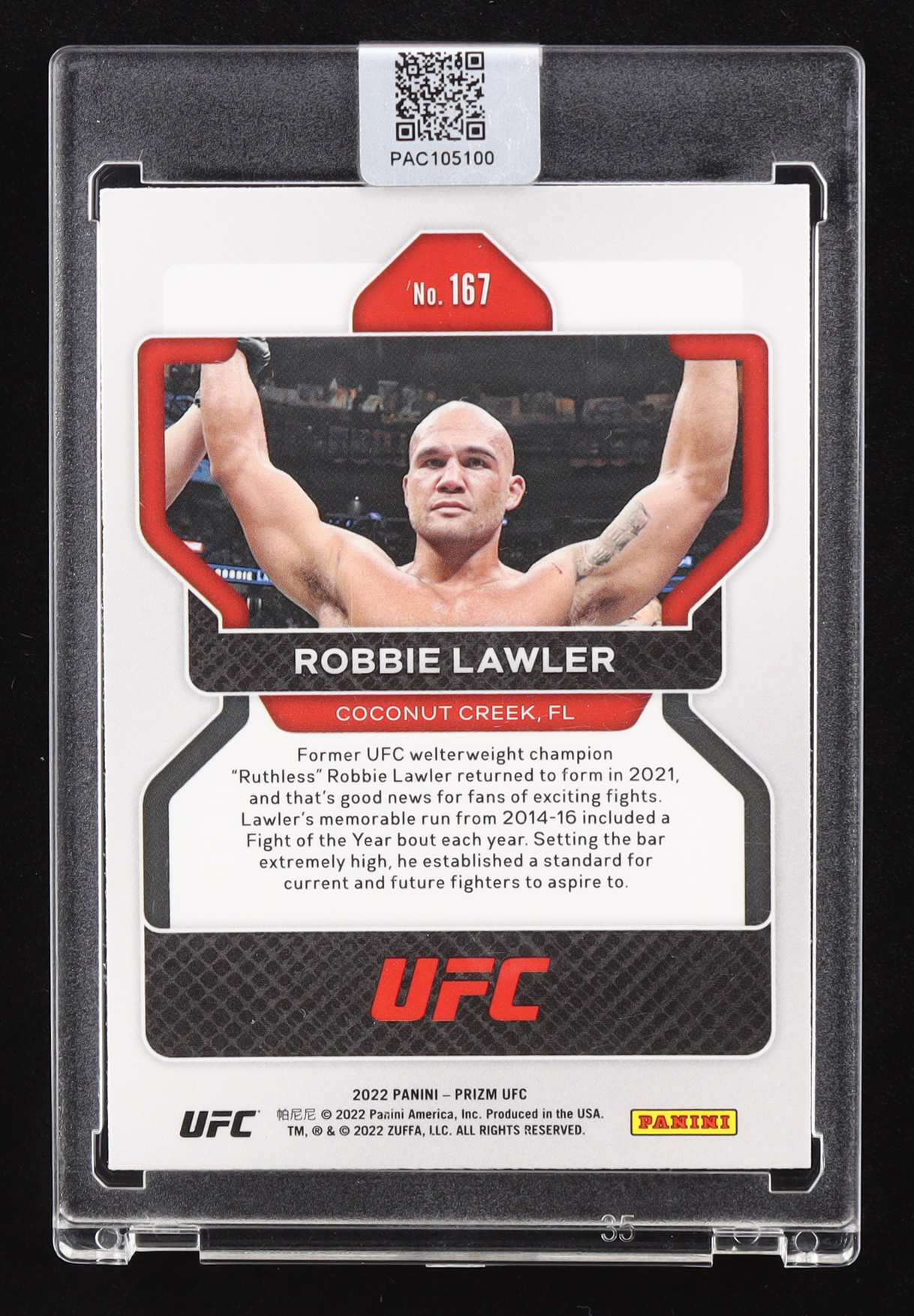 Robbie Lawler Signed 2022 Panini Prizm UFC #167 (PA) at PristineAuction.com Robbie Lawler Signed 2022 Panini Prizm UFC #167 (PA) at PristineAuction.com