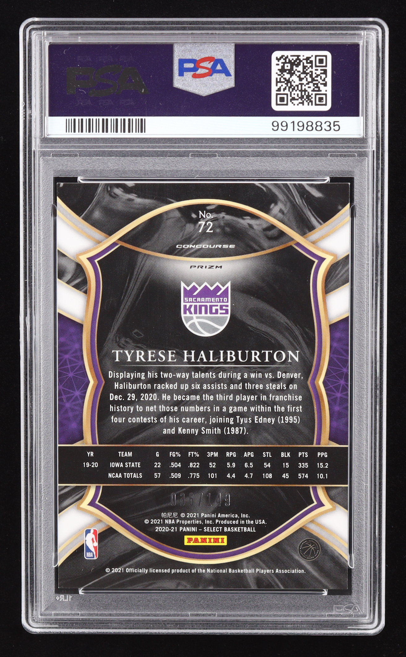 Tyrese Haliburton 2020-21 Select Prizms White #72 #036/149 RC (PSA 9) at PristineAuction.com Tyrese Haliburton 2020-21 Select Prizms White #72 #036/149 RC (PSA 9) at PristineAuction.com