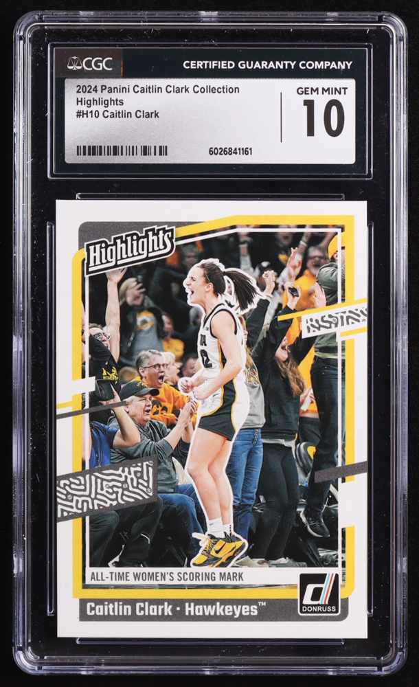 Caitlin Clark 2024 Panini Caitlin Clark Collection Donruss Highlights #H10 RC (CGC 10) at PristineAuction.com Caitlin Clark 2024 Panini Caitlin Clark Collection Donruss Highlights #H10 RC (CGC 10) at PristineAuction.com