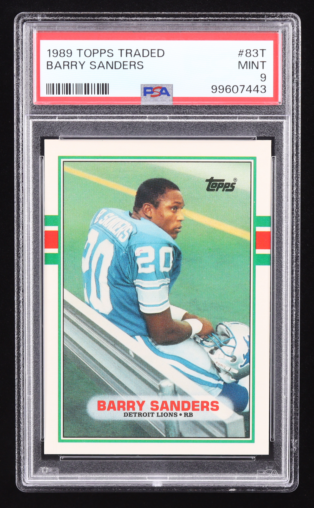 Barry Sanders 1989 Topps Traded #83T RC (PSA 9) at PristineAuction.com Barry Sanders 1989 Topps Traded #83T RC (PSA 9) at PristineAuction.com