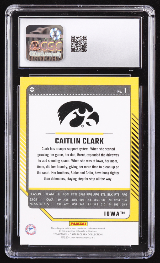Caitlin Clark 2024 Panini Caitlin Clark Collection Donruss #1 RC (CGC 10) at PristineAuction.com Caitlin Clark 2024 Panini Caitlin Clark Collection Donruss #1 RC (CGC 10) at PristineAuction.com