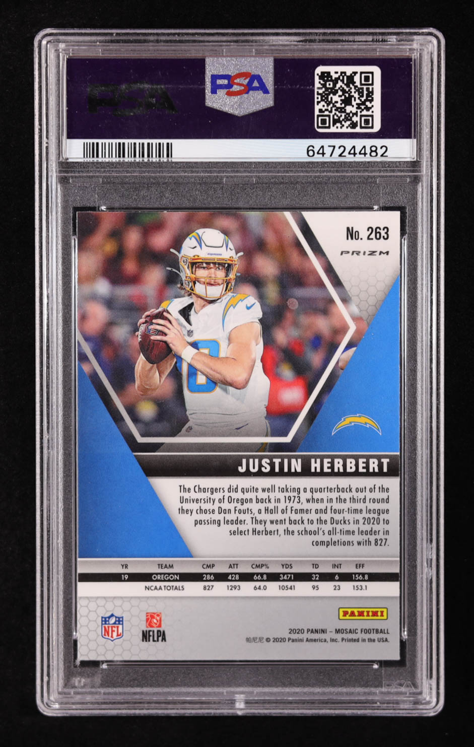 Justin Herbert 2020 Panini Mosaic Mosaic Camo Pink #263 DEB RC (PSA 9) at PristineAuction.com Justin Herbert 2020 Panini Mosaic Mosaic Camo Pink #263 DEB RC (PSA 9) at PristineAuction.com