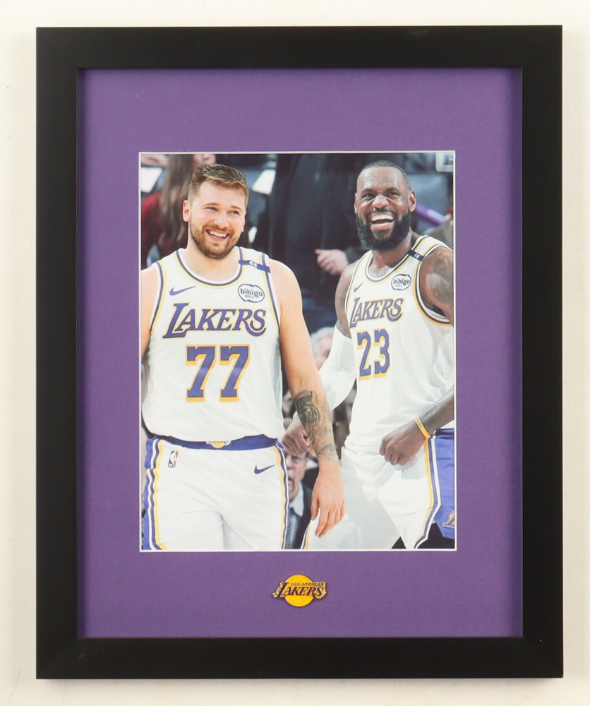 Luka Doncic & Lebron James Custom Framed Photo Display with Lakers Logo ...