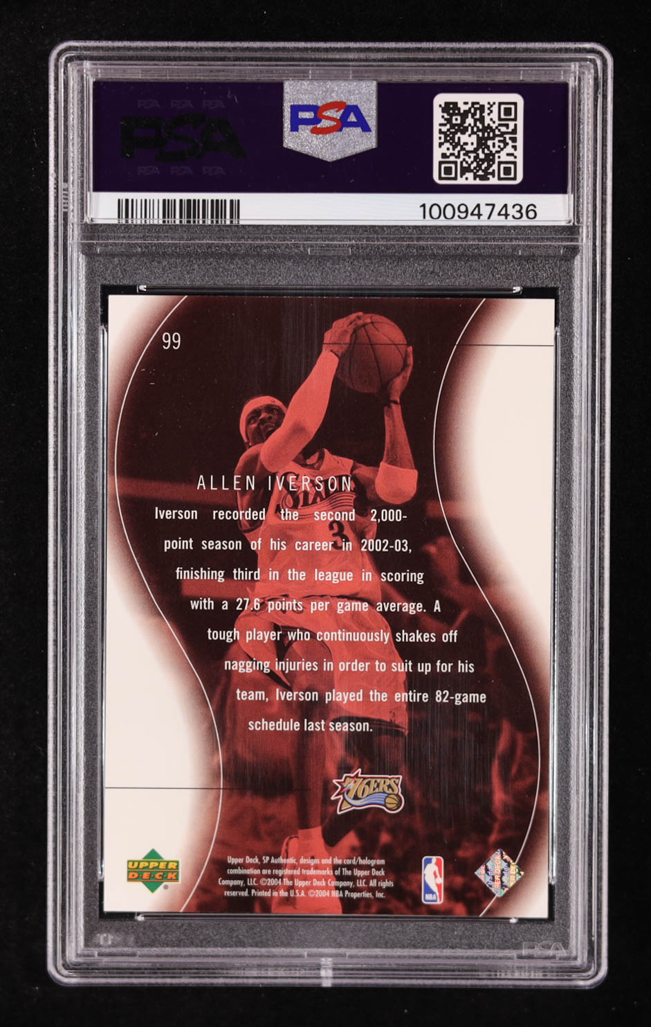 Allen Iverson 2003-04 SP Authentic #99 #3987/3999 SPEC (PSA 9) at PristineAuction.com Allen Iverson 2003-04 SP Authentic #99 #3987/3999 SPEC (PSA 9) at PristineAuction.com
