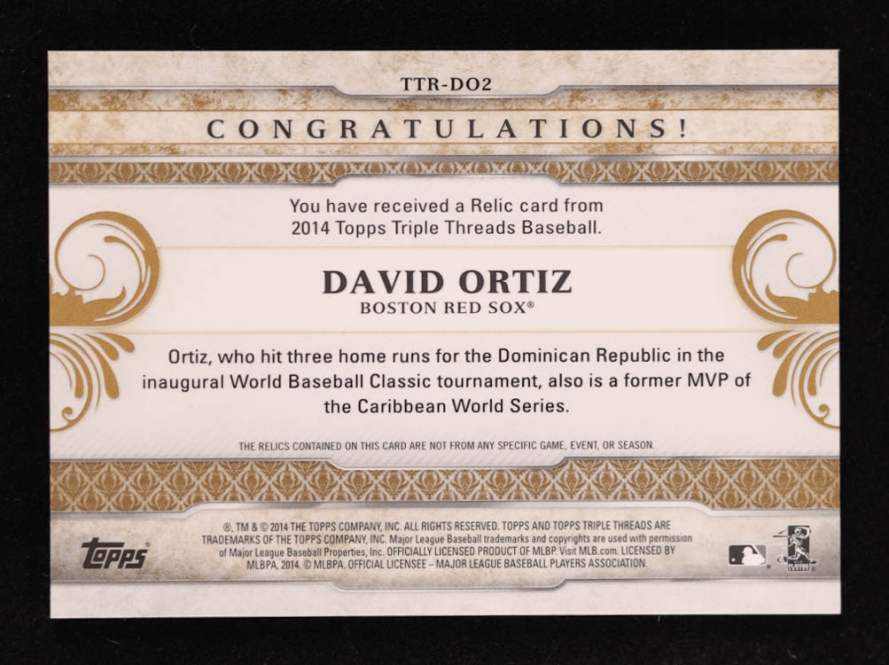 David Ortiz 2014 Topps Triple Threads Relics Gold #TTRDO2 #7/9 at PristineAuction.com David Ortiz 2014 Topps Triple Threads Relics Gold #TTRDO2 #7/9 at PristineAuction.com