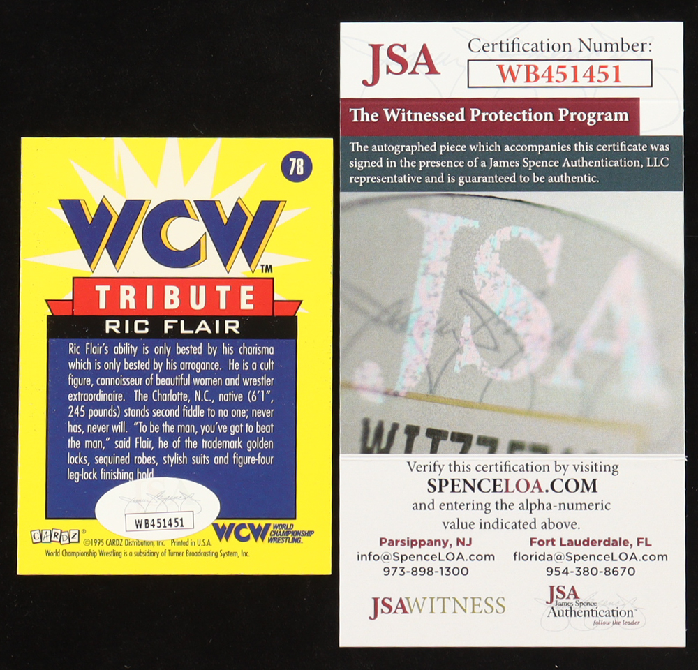Ric Flair Signed 1995 WCW Tribute #78 Trading Card (JSA) at PristineAuction.com Ric Flair Signed 1995 WCW Tribute #78 Trading Card (JSA) at PristineAuction.com