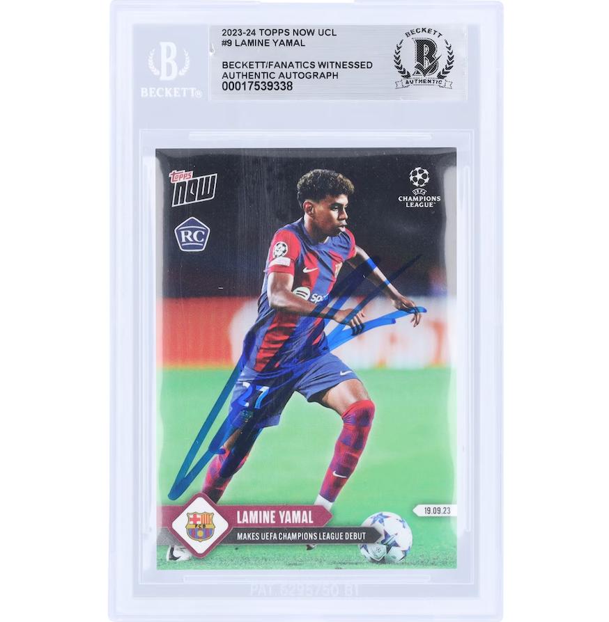Lamine Yama Signedl 2023-24 Topps Now UCL #9 RC (BGS) at PristineAuction.com Lamine Yama Signedl 2023-24 Topps Now UCL #9 RC (BGS) at PristineAuction.com
