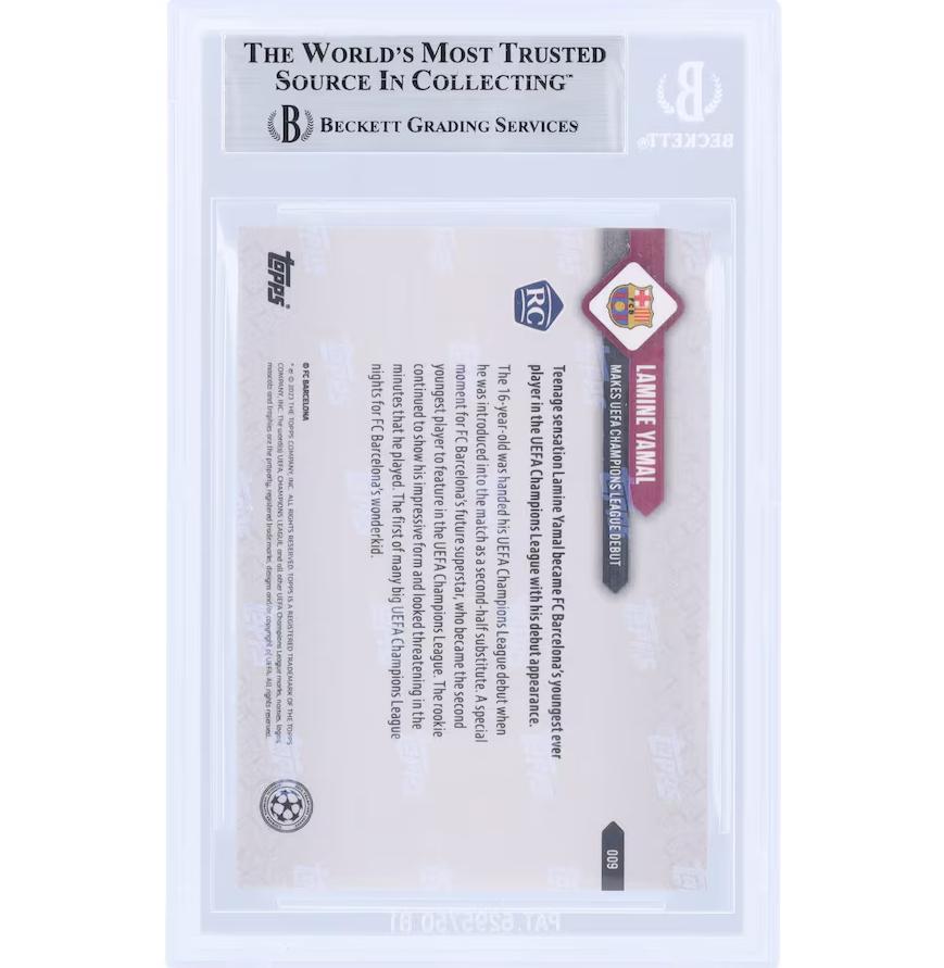 Lamine Yama Signedl 2023-24 Topps Now UCL #9 RC (BGS) at PristineAuction.com Lamine Yama Signedl 2023-24 Topps Now UCL #9 RC (BGS) at PristineAuction.com