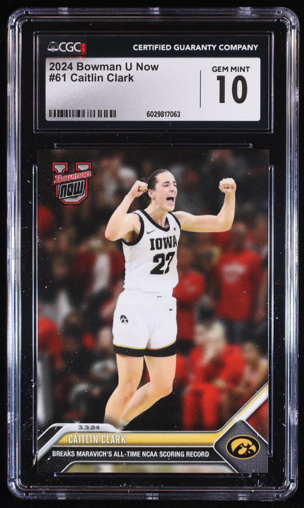 Caitlin Clark 2024 Bowman U Now #61 RC (CGC 10) at PristineAuction.com Caitlin Clark 2024 Bowman U Now #61 RC (CGC 10) at PristineAuction.com