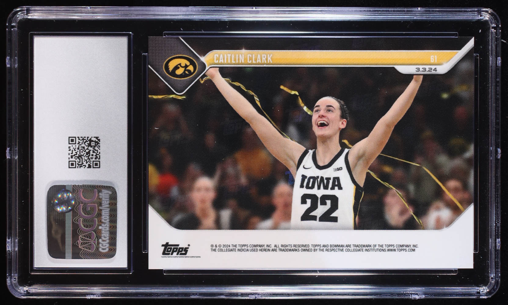 Caitlin Clark 2024 Bowman U Now #61 RC (CGC 10) at PristineAuction.com Caitlin Clark 2024 Bowman U Now #61 RC (CGC 10) at PristineAuction.com