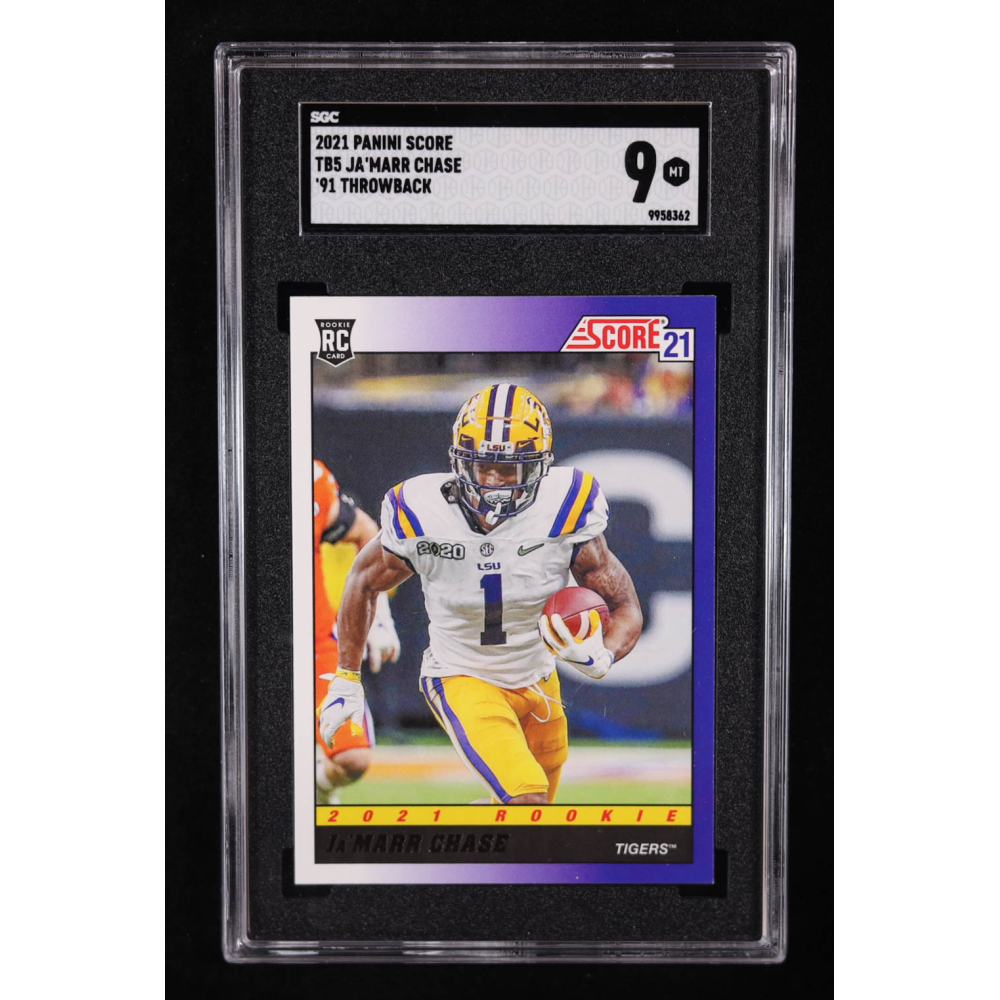 Ja'Marr Chase 2021 Score '91 Throwback Rookies #5 RC (SGC 9) at PristineAuction.com