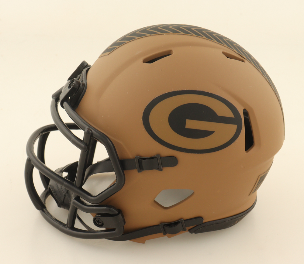 Jordan Love Signed Packers Salute To Service Alternate Speed Mini Helmet (JSA) at PristineAuction.com Jordan Love Signed Packers Salute To Service Alternate Speed Mini Helmet (JSA) at PristineAuction.com