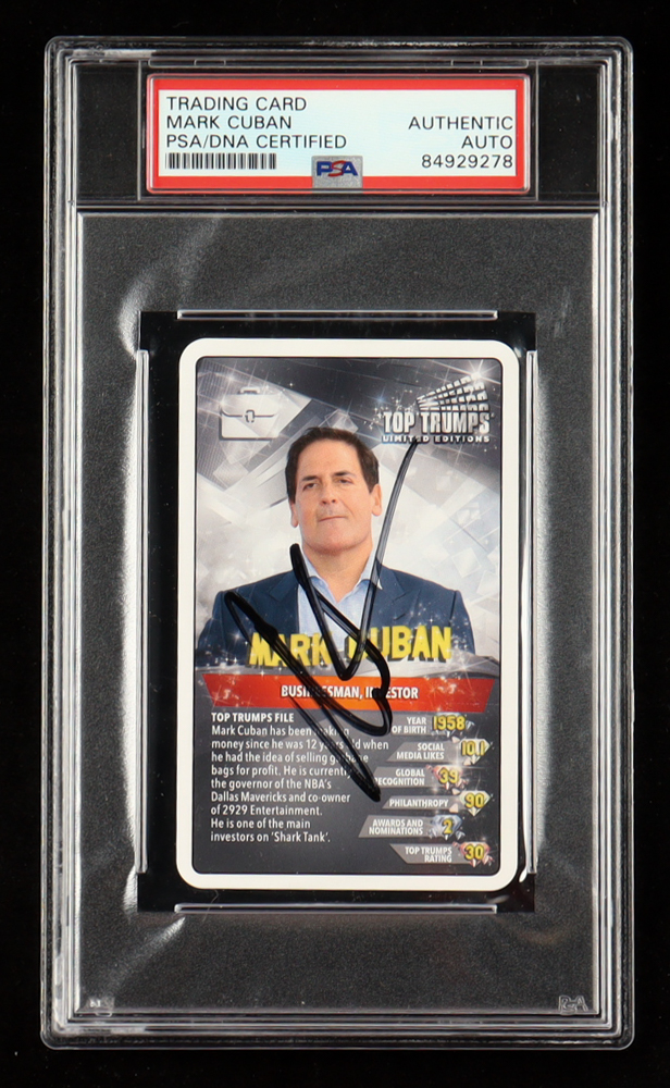 Mark Cuban Signed 2019 Top Trumps Limited Editions Celebrities #NNO (PSA) at PristineAuction.com Mark Cuban Signed 2019 Top Trumps Limited Editions Celebrities #NNO (PSA) at PristineAuction.com