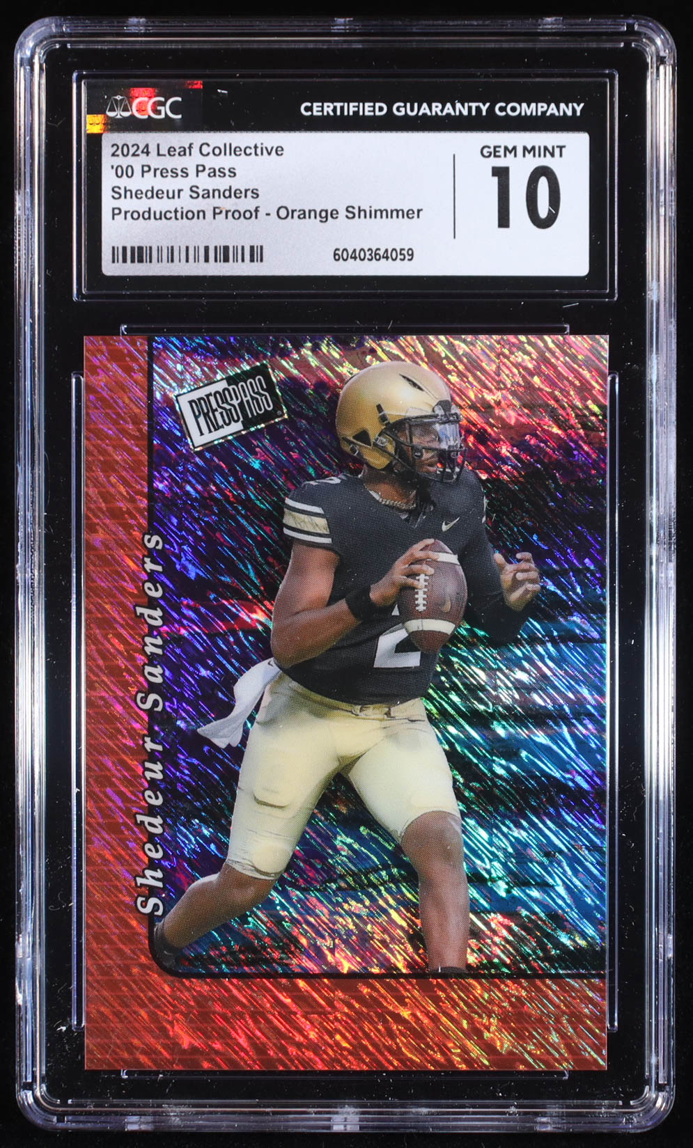 Shedeur Sanders 2024 Leaf Collective '00 Press Pass Pre-Production Proof Orange Shimmer #NN RC #1/1 (CGC 10) at PristineAuction.com Shedeur Sanders 2024 Leaf Collective '00 Press Pass Pre-Production Proof Orange Shimmer #NN RC #1/1 (CGC 10) at PristineAuction.com