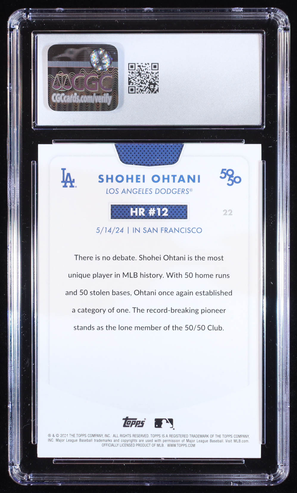 Shohei Ohtani 2024 Topps 50/50 #22 (CGC 10) at PristineAuction.com Shohei Ohtani 2024 Topps 50/50 #22 (CGC 10) at PristineAuction.com