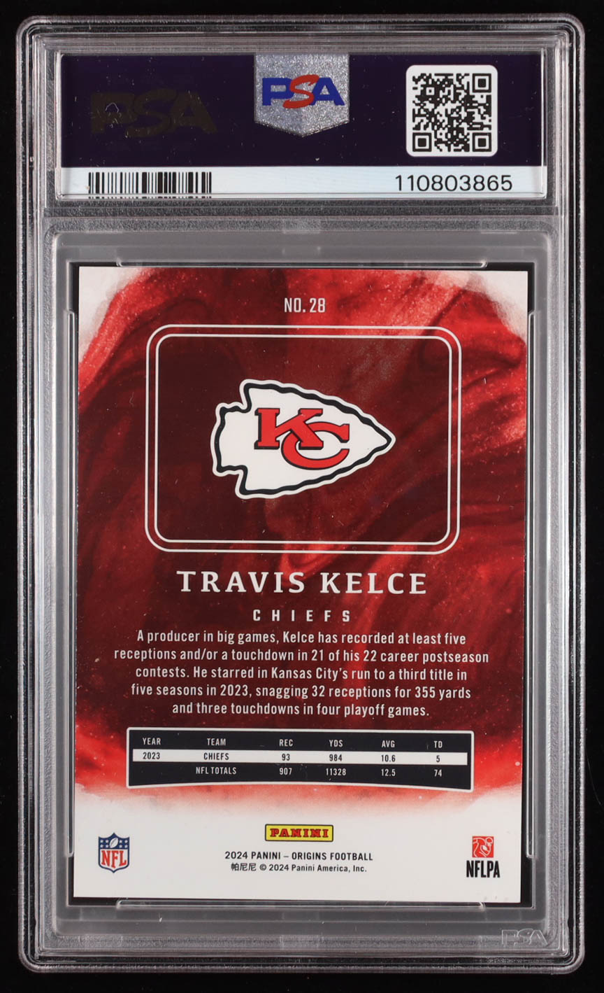Travis Kelce 2024 Panini Origins Blue #28 #20/99 (PSA 8) at PristineAuction.com Travis Kelce 2024 Panini Origins Blue #28 #20/99 (PSA 8) at PristineAuction.com
