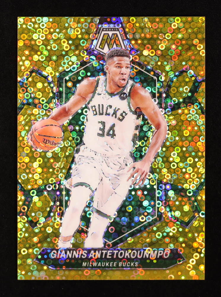 Giannis Antetokounmpo 2023-24 Panini Mosaic Mosaic Fast Break Gold #77 #6/10 at PristineAuction.com Giannis Antetokounmpo 2023-24 Panini Mosaic Mosaic Fast Break Gold #77 #6/10 at PristineAuction.com