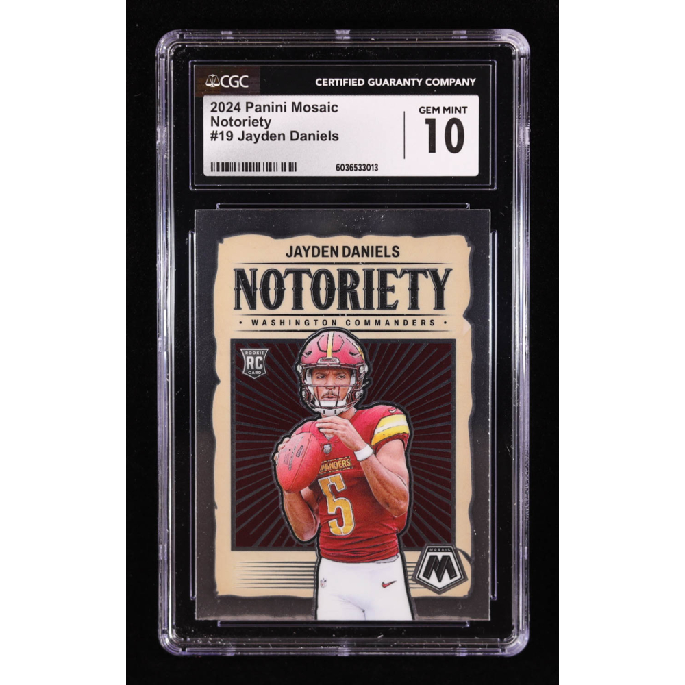 Jayden Daniels 2024 Panini Mosaic Notoriety #19 RC (CGC 10) at PristineAuction.com