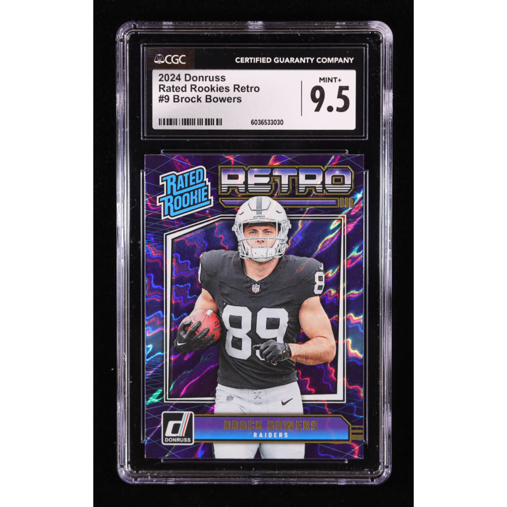 Brock Bowers 2024 Donruss Rated Rookies Retro #9 RC (CGC 9.5) at PristineAuction.com