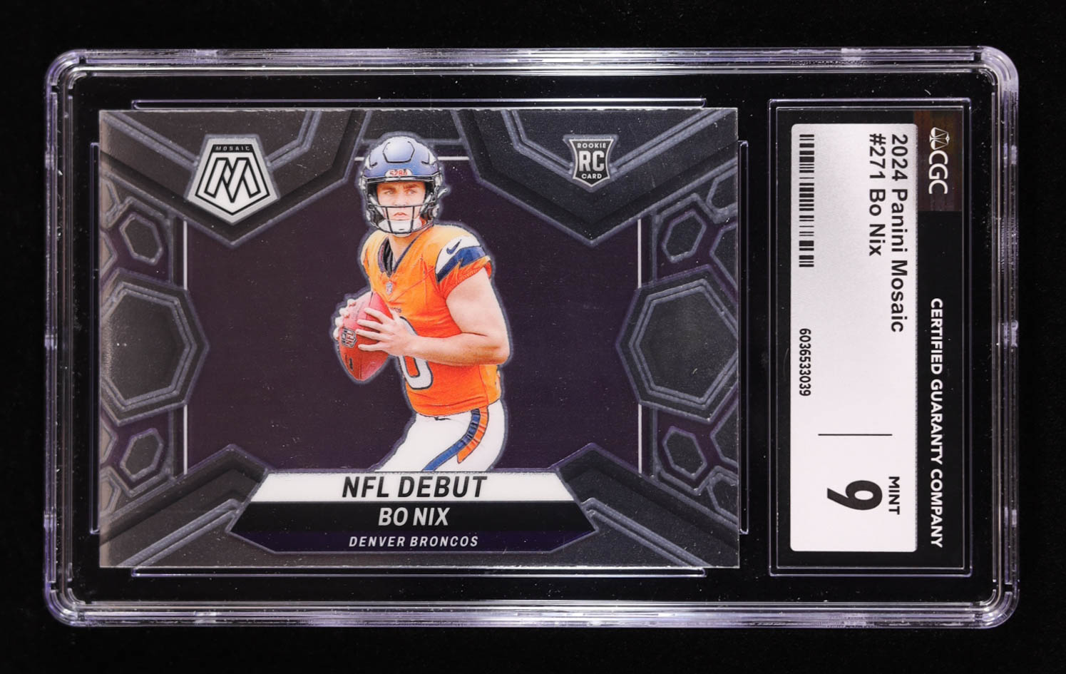 Bo Nix 2024 Panini Mosaic #271 DEB RC (CGC 9) at PristineAuction.com Bo Nix 2024 Panini Mosaic #271 DEB RC (CGC 9) at PristineAuction.com