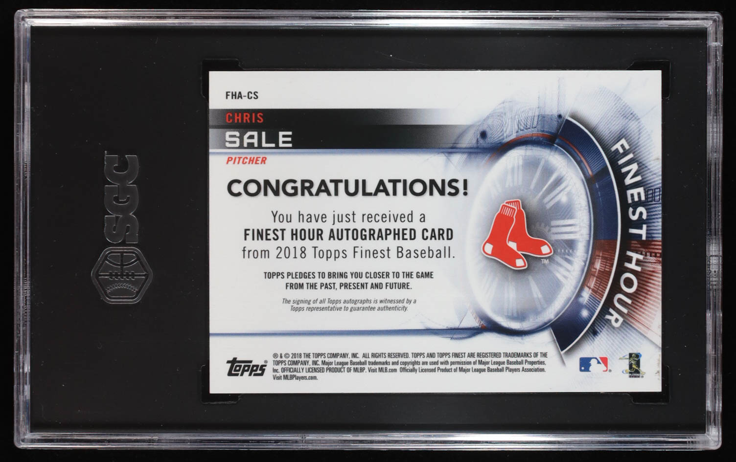 Chris Sale 2018 Finest Finest Hour Autographs #FHACS (SGC 9 | Auto Grade SGC 10) at PristineAuction.com Chris Sale 2018 Finest Finest Hour Autographs #FHACS (SGC 9 | Auto Grade SGC 10) at PristineAuction.com