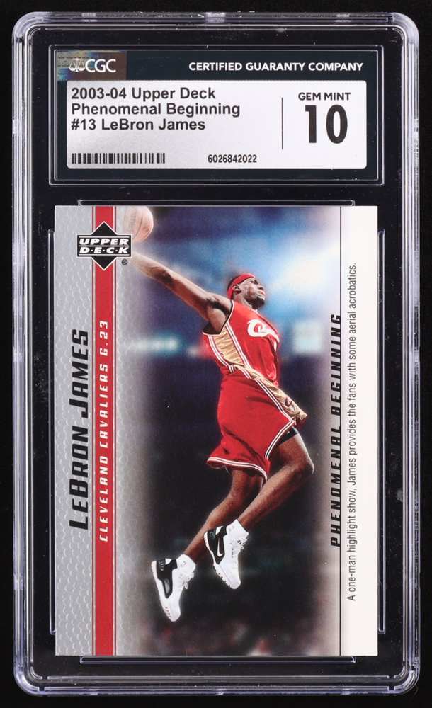 LeBron James 2003-04 Upper Deck Phenomenal Beginning LeBron James #13 RC (CGC 10) at PristineAuction.com LeBron James 2003-04 Upper Deck Phenomenal Beginning LeBron James #13 RC (CGC 10) at PristineAuction.com
